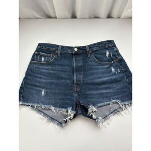 Levis Premium 501 Original Distressed Denim Shorts Dark Wash W33 56327-0236‎